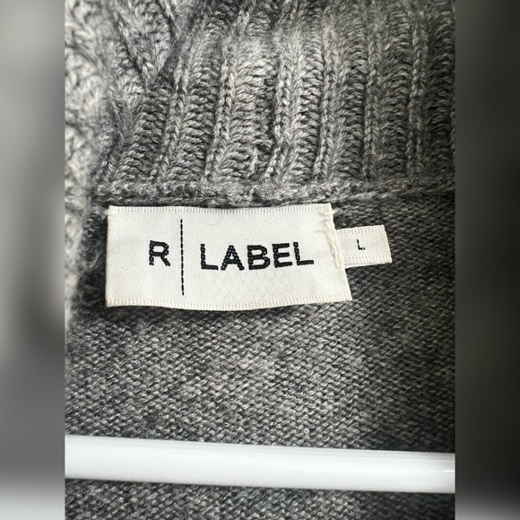 R I Label Cashmere Wool Ribbed Open Front Longline Duster Cardigan Size L $378 - Picture 2 of 4